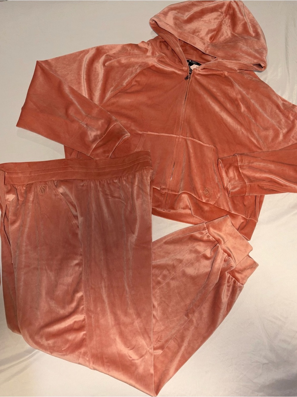 Victoria's Secret Velour Hoodie & Jogger Set - Coral L/XL